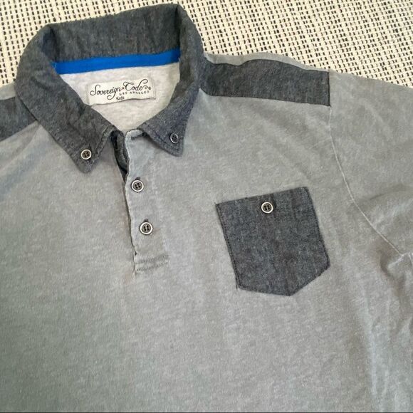 Sovereign Code gray Oxford style polo shirt boys size large - Picture 2 of 5